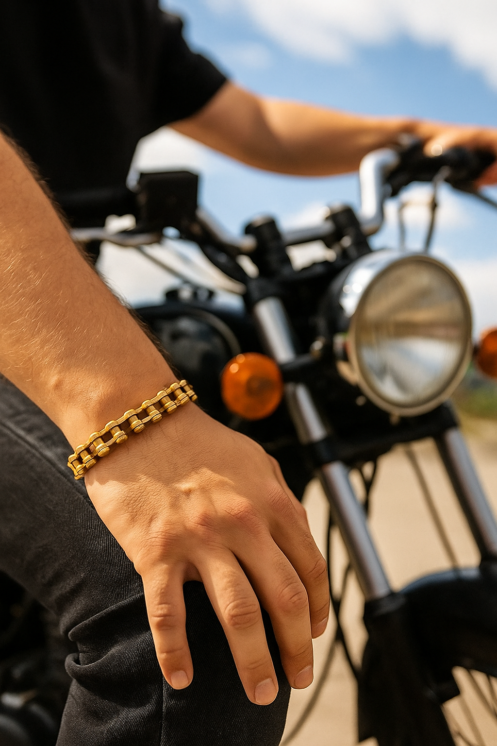 Pulsera Biker Dorado